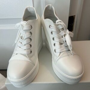 White Lace-Up Sneakers